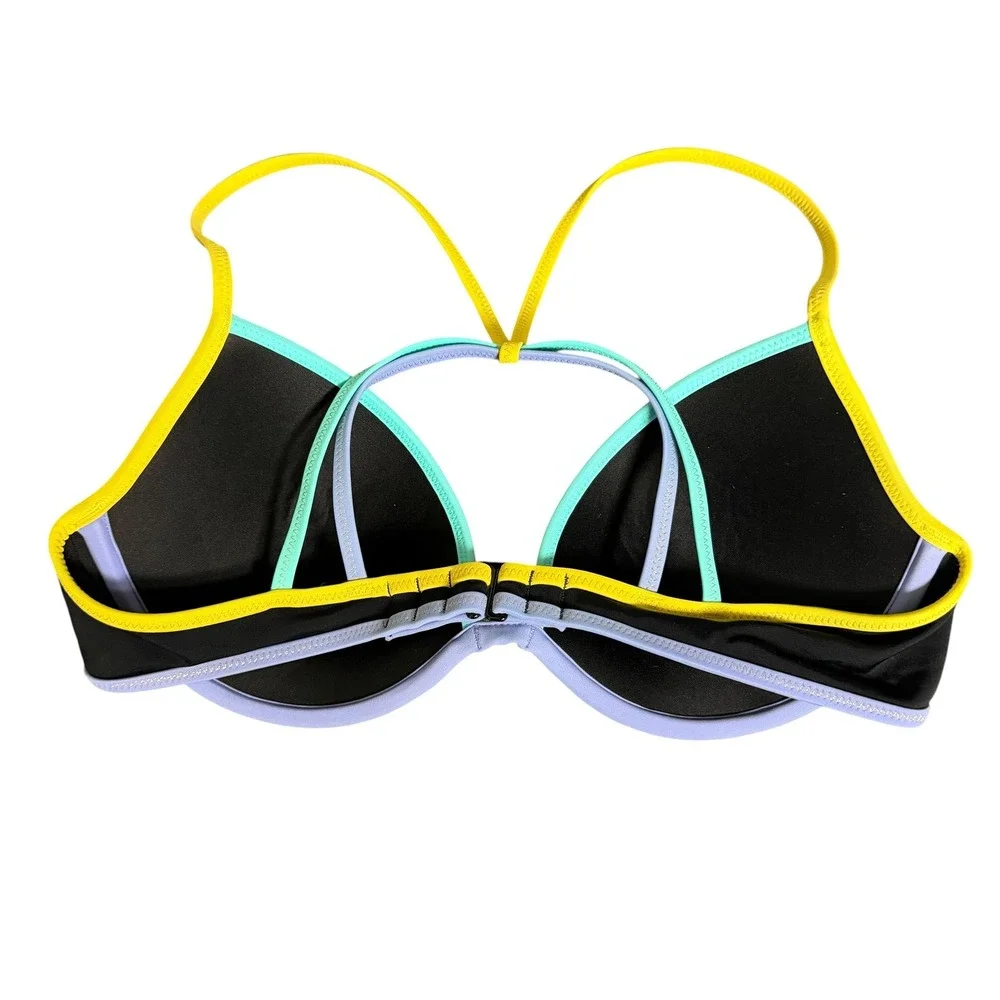 Victoria's Secret The Fabulous Bikini Top Black Neon Multi Strap‎ 34C